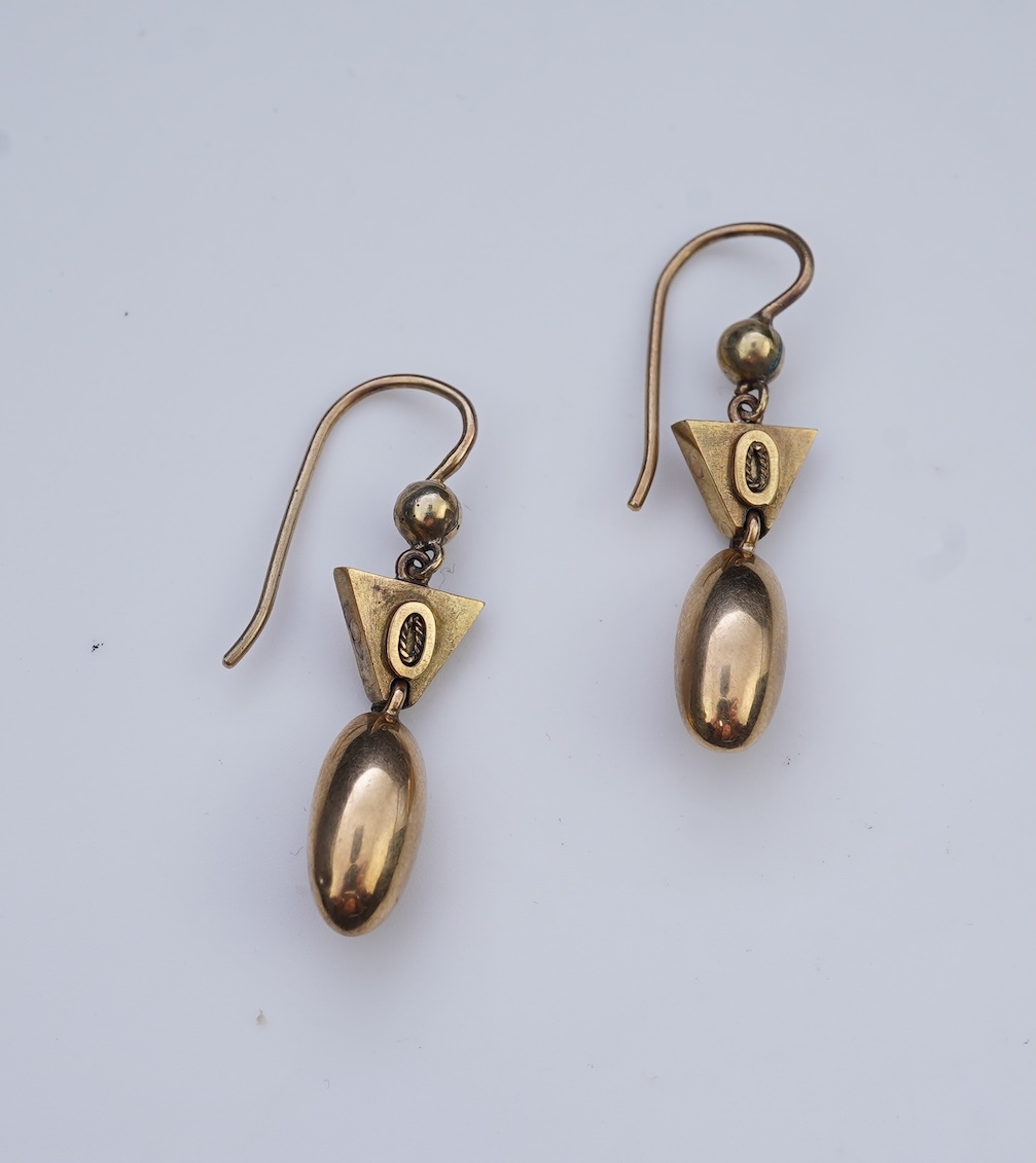 A pair of Victorian gold earrings, mid 19th century